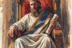 מלך ישראל יושב על כסא מלכות ויש לו ביד ספר תורה קטן